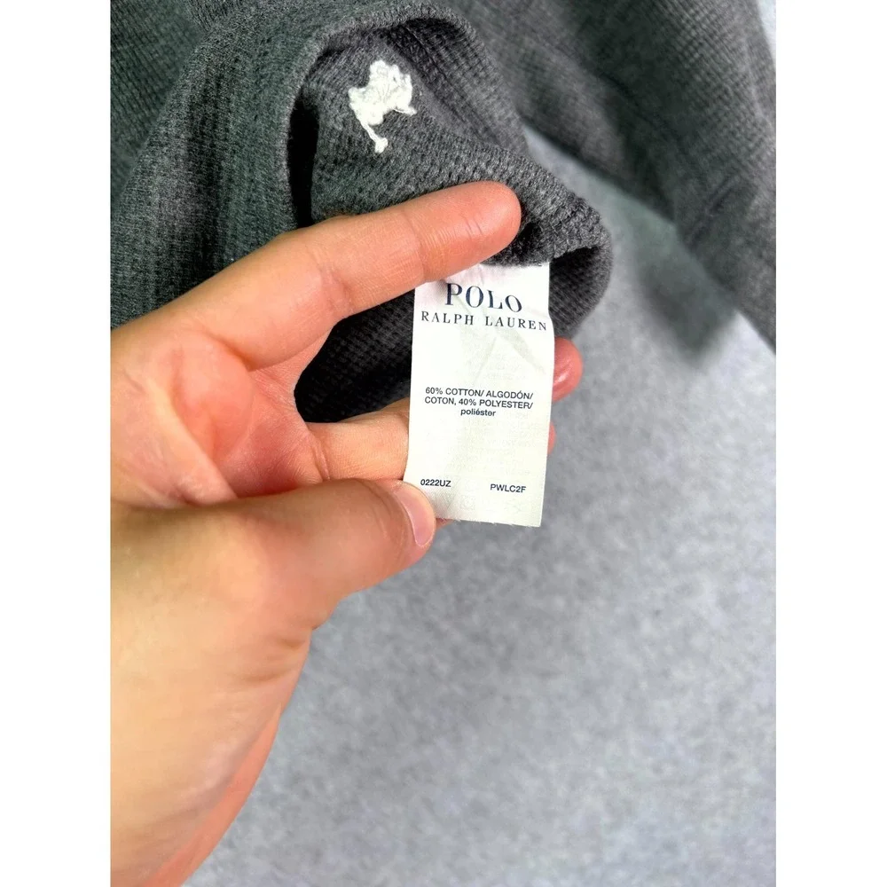 Polo Ralph Lauren Sleepwear Shirt Men's Small Gray Waffle Knit Embroidered Logo